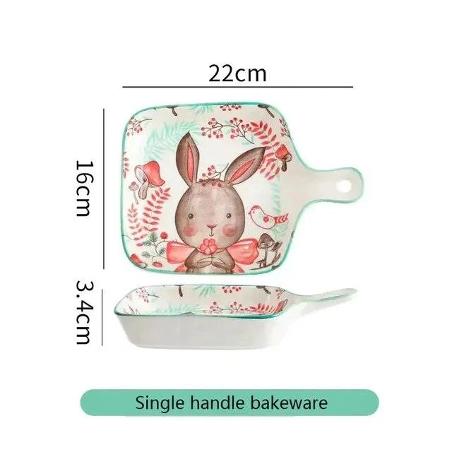Cottagecore Bunny Bear Deer Ceramic Salad Bowl -