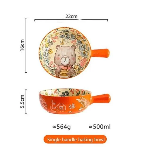 Cottagecore Bunny Bear Deer Ceramic Salad Bowl -