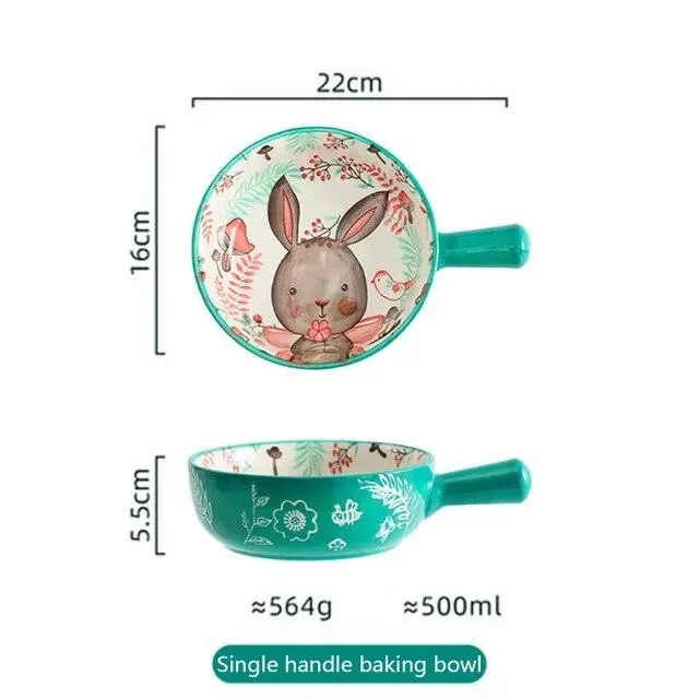 Cottagecore Bunny Bear Deer Ceramic Salad Bowl -