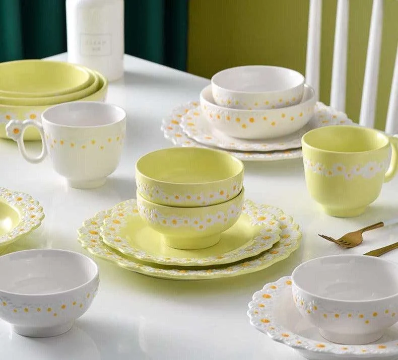 Cottagecore Ceramic Daisy Plate Dinnerware -