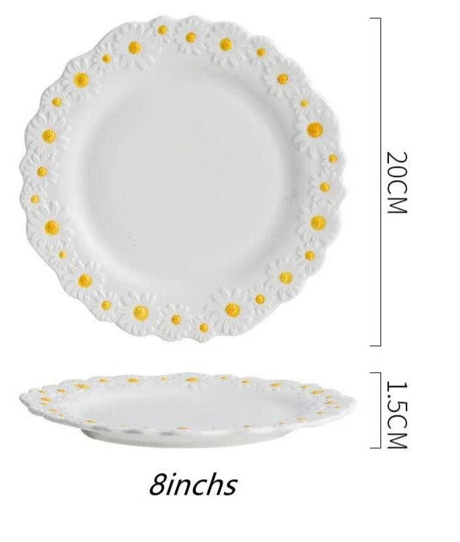 Cottagecore Ceramic Daisy Plate Dinnerware -