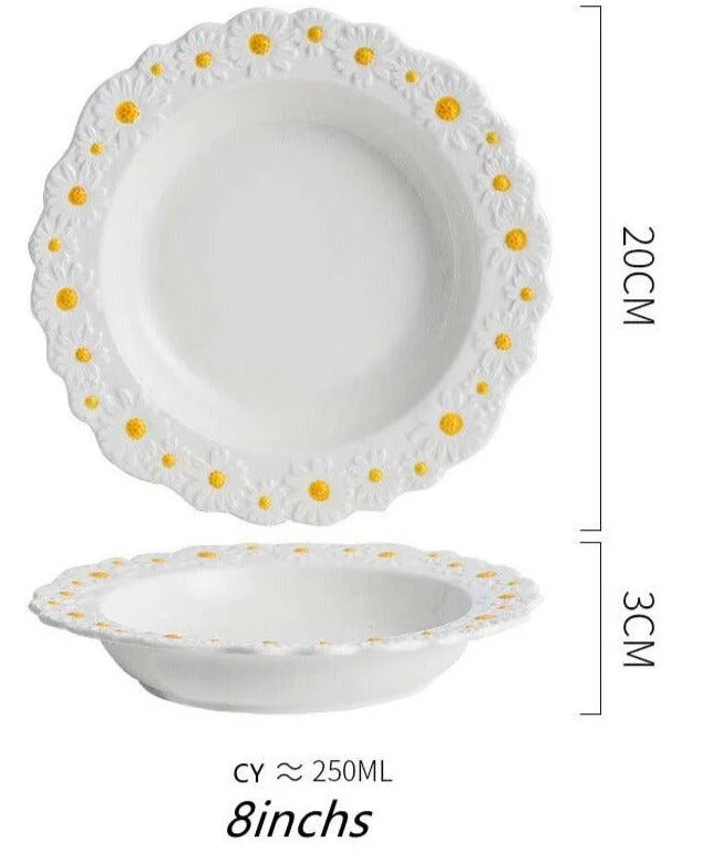 Cottagecore Ceramic Daisy Plate Dinnerware -