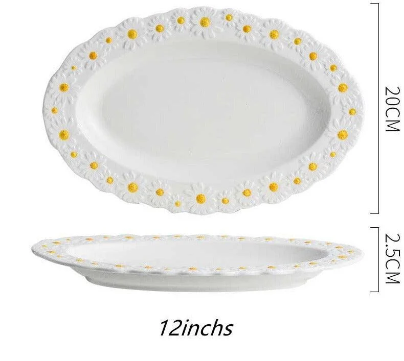 Cottagecore Ceramic Daisy Plate Dinnerware -