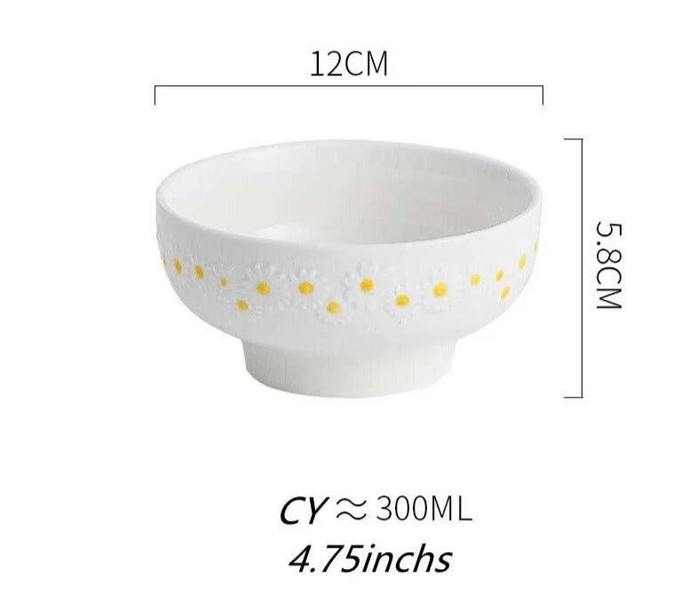 Cottagecore Ceramic Daisy Plate Dinnerware -