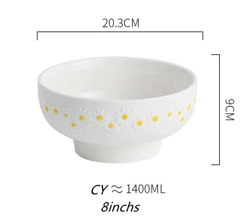 Cottagecore Ceramic Daisy Plate Dinnerware -
