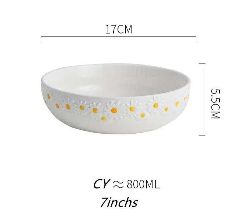 Cottagecore Ceramic Daisy Plate Dinnerware -