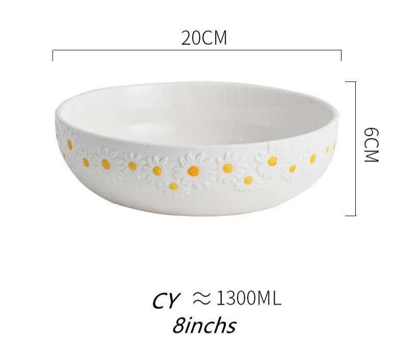 Cottagecore Ceramic Daisy Plate Dinnerware -