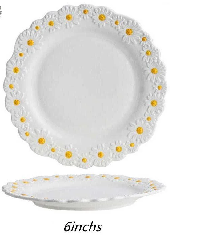 Cottagecore Ceramic Daisy Plate Dinnerware -