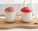 Cottagecore Ceramic Mushroom Mug with Lid