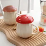 Cottagecore Ceramic Mushroom Mug with Lid