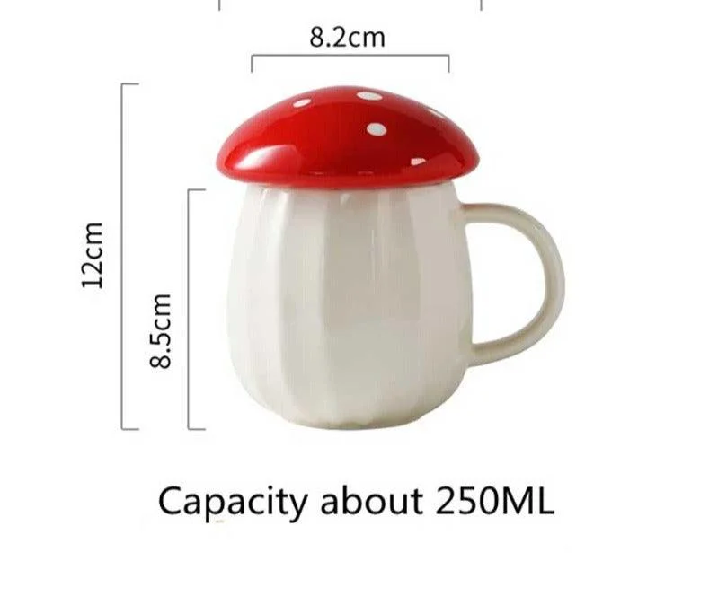 Cottagecore Ceramic Mushroom Mug with Lid -