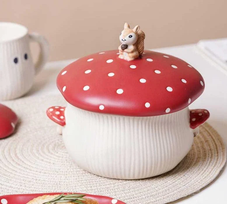 Cottagecore Ceramic Mushroom Tableware -