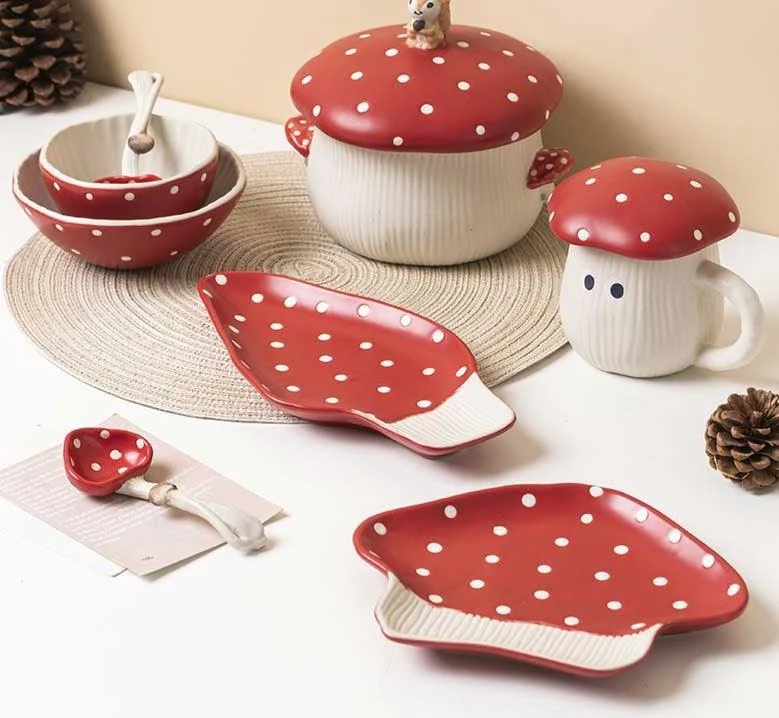Cottagecore Ceramic Mushroom Tableware -