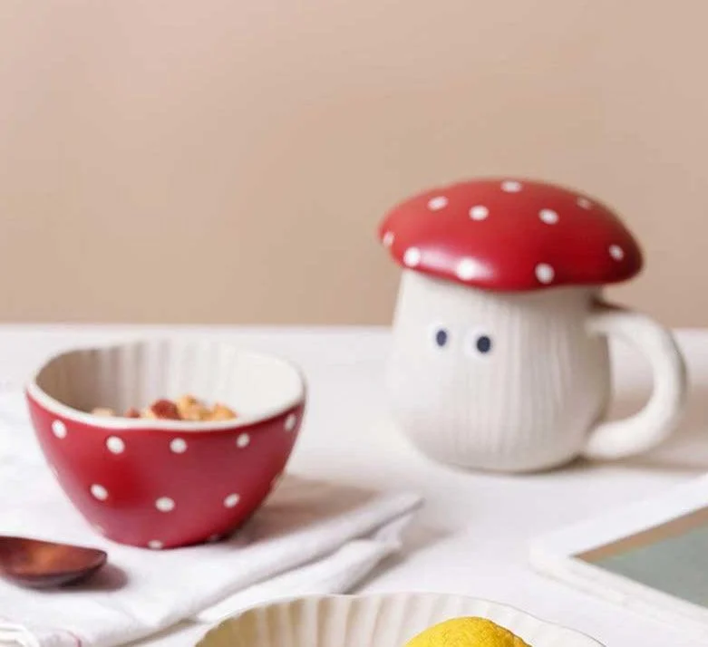 Cottagecore Ceramic Mushroom Tableware -
