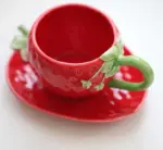 Cottagecore Ceramic Strawberry Mugs Saucer Set