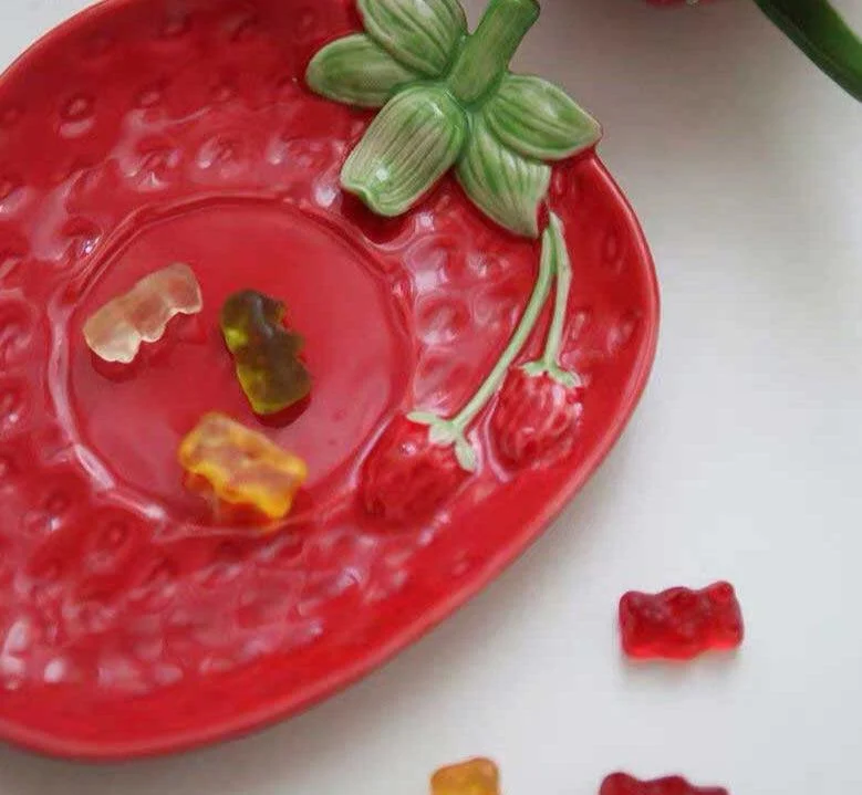 Cottagecore Ceramic Strawberry Mugs & Saucer Set -