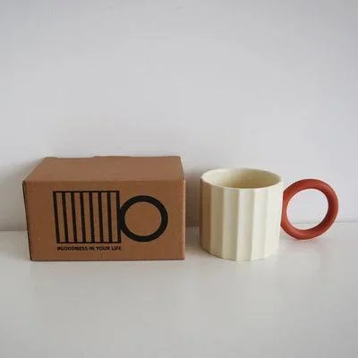 Cottagecore Ceramics Multi-color Handle Ripple Ceramic Mug - 