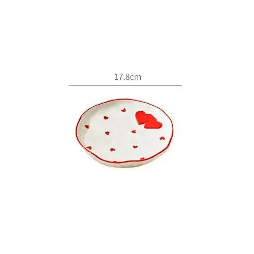 Cottagecore Red Heart Ceramic Tea Sets -