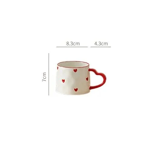 Cottagecore Red Heart Ceramic Tea Sets -