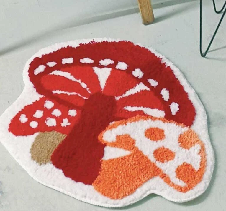 Cottagecore Soft Fluffy Tufted Mushroom Area Rug -