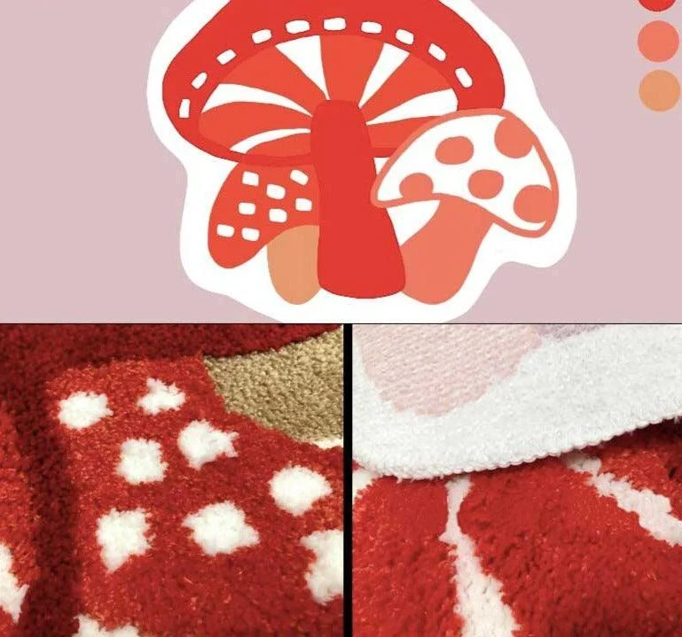 Cottagecore Soft Fluffy Tufted Mushroom Area Rug -