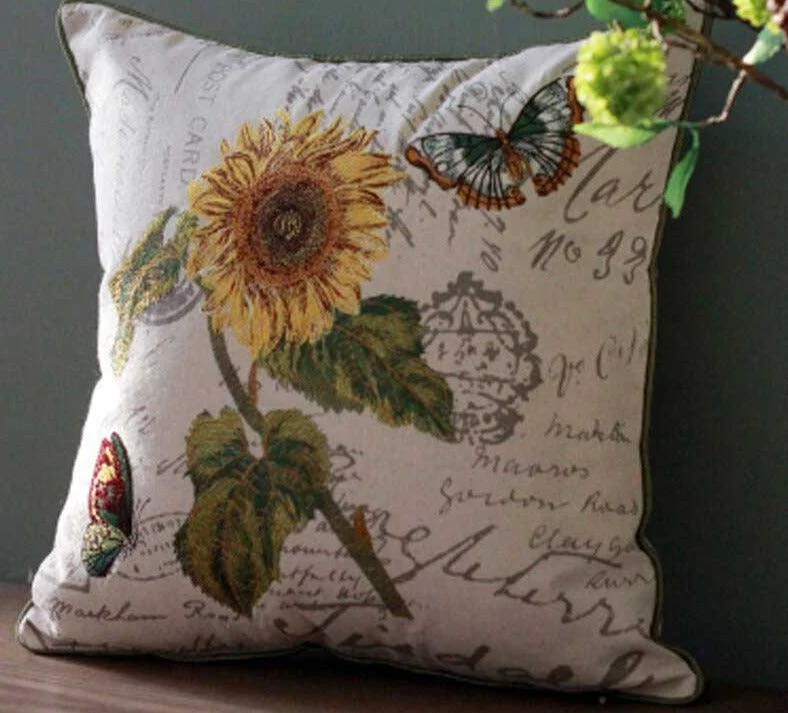 Cottagecore Wild Flower Embroidered Pillow Cover -