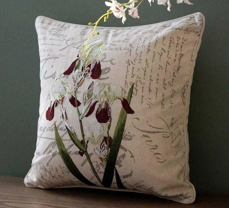 Cottagecore Wild Flower Embroidered Pillow Cover -