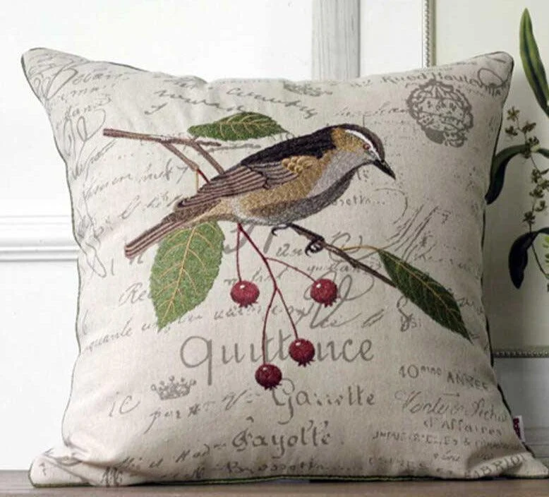 Cottagecore Wild Flower Embroidered Pillow Cover -