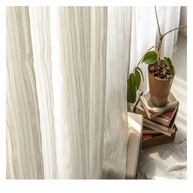 Cotton and Linen Striped Curtain -  - #tag1#