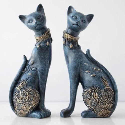 Couple Cats Resin Figurines -