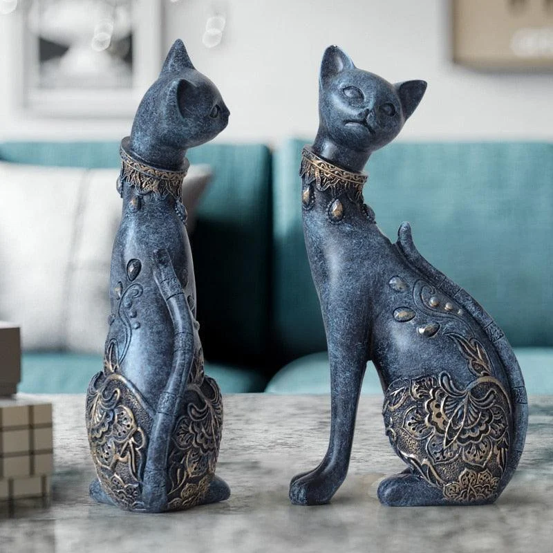 Couple Cats Resin Figurines -