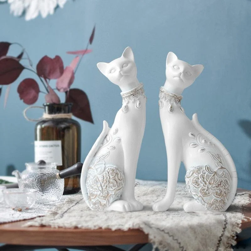 Couple Cats Resin Figurines -