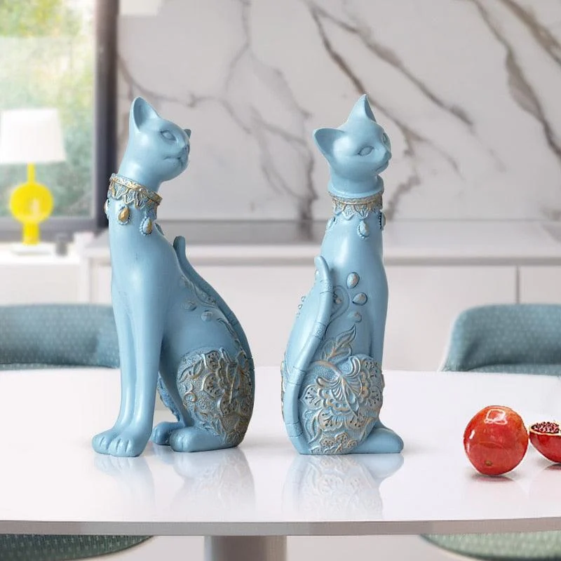 Couple Cats Resin Figurines -