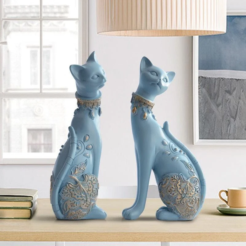 Couple Cats Resin Figurines -