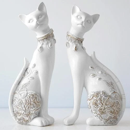 Couple Cats Resin Figurines -