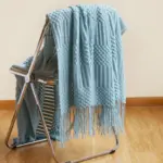 Couverture tricot e 3D avec pompon couleur unie couverture de canap d cor nordique pour la 1b1260a7 27e9 47b1 b1ea b0cad46519d0