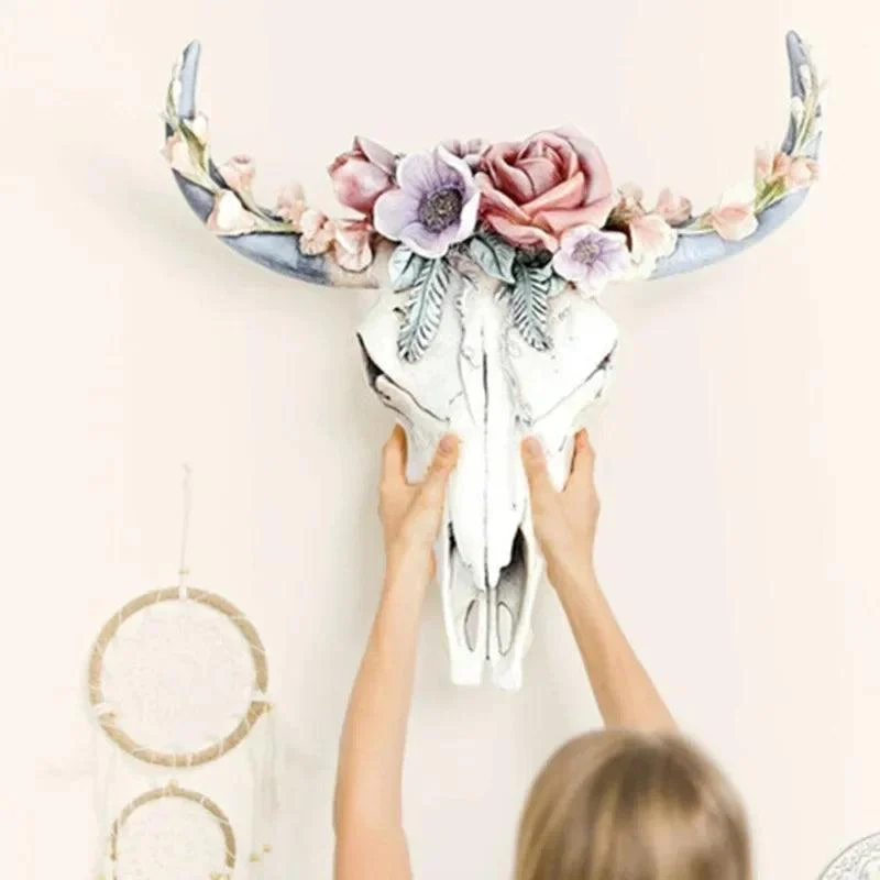 Cow Skull - Bully - Wall Decoration with Flowers - Resin Home Decoration -  - #tag1#