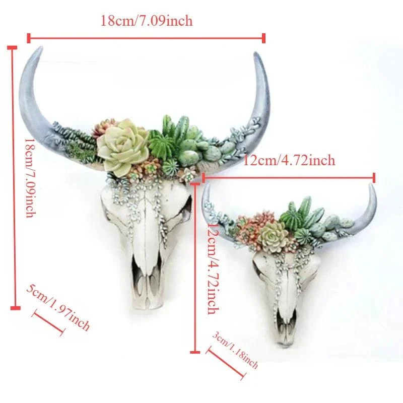 Cow Skull - Bully - Wall Decoration with Flowers - Resin Home Decoration -  - #tag1#