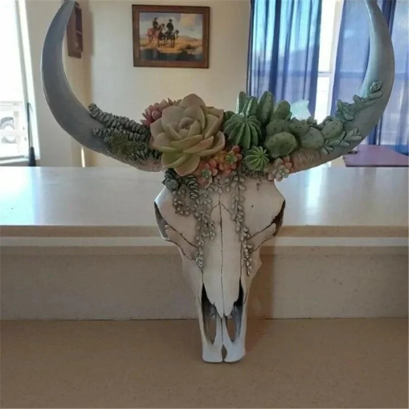 Cow Skull - Bully - Wall Decoration with Flowers - Resin Home Decoration -  - #tag1#