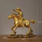 Cowboy And Horse Gold Resin Crafts Sculptures and Statues Decorations