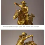 Cowboy And Horse Gold Resin Crafts Sculptures and Statues Decorations