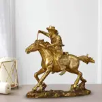 Cowboy And Horse Gold Resin Crafts Sculptures and Statues Decorations