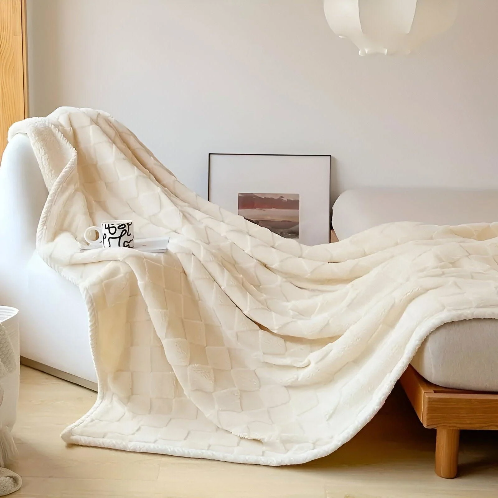 CozyCheck Plaid - Reversible, Thick Insulated Fleece Blanket for Winter -  - #tag1#