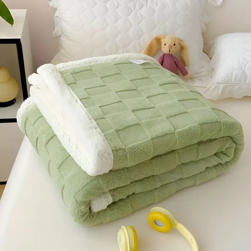 CozyCheck Plaid Reversible Thick Insulated Fleece Blanket for Winter tag1