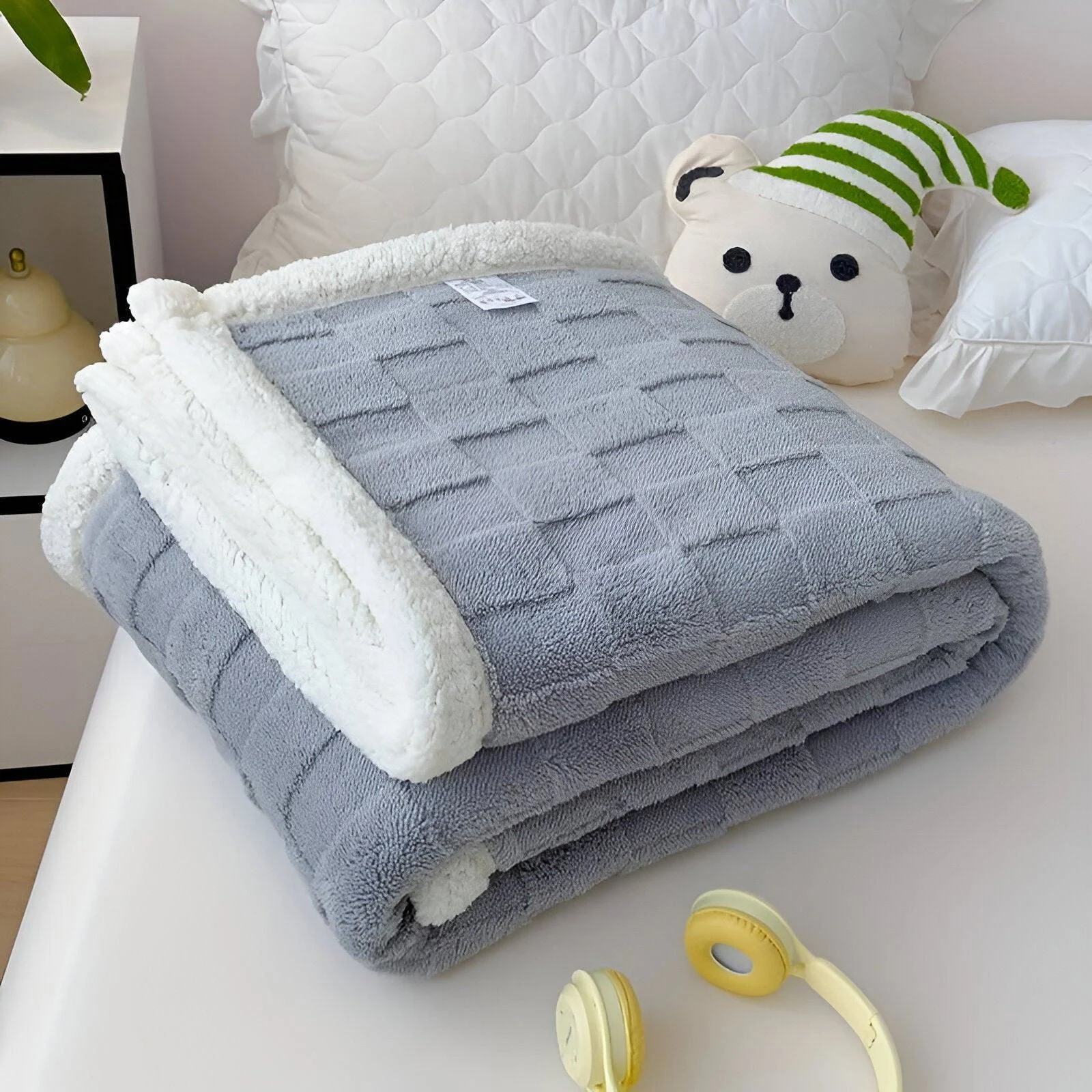 CozyCheck Plaid - Reversible, Thick Insulated Fleece Blanket for Winter -  - #tag1#