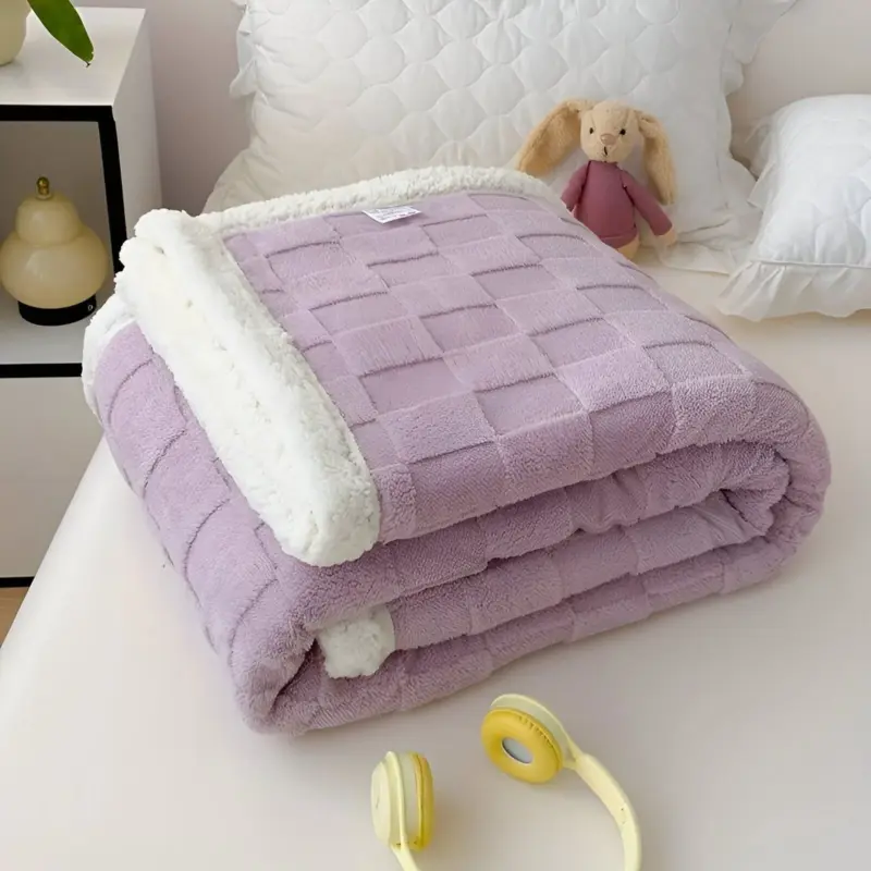 CozyCheck Plaid Reversible Thick Insulated Fleece Blanket for Winter tag1