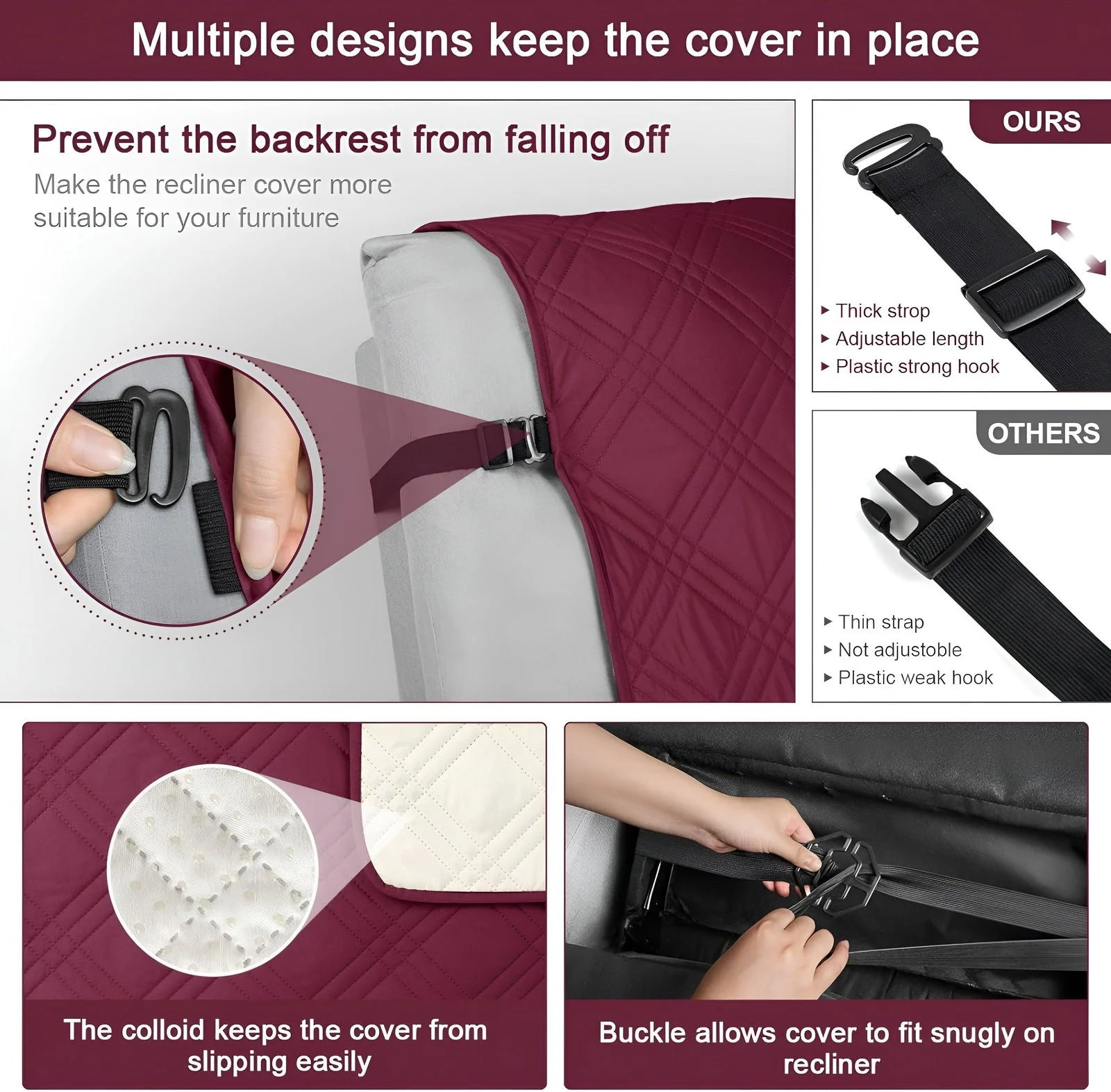 CozyShield - Plaid Anti-Slip Recliner Sofa Cover for All-Around Protection -  - #tag1#