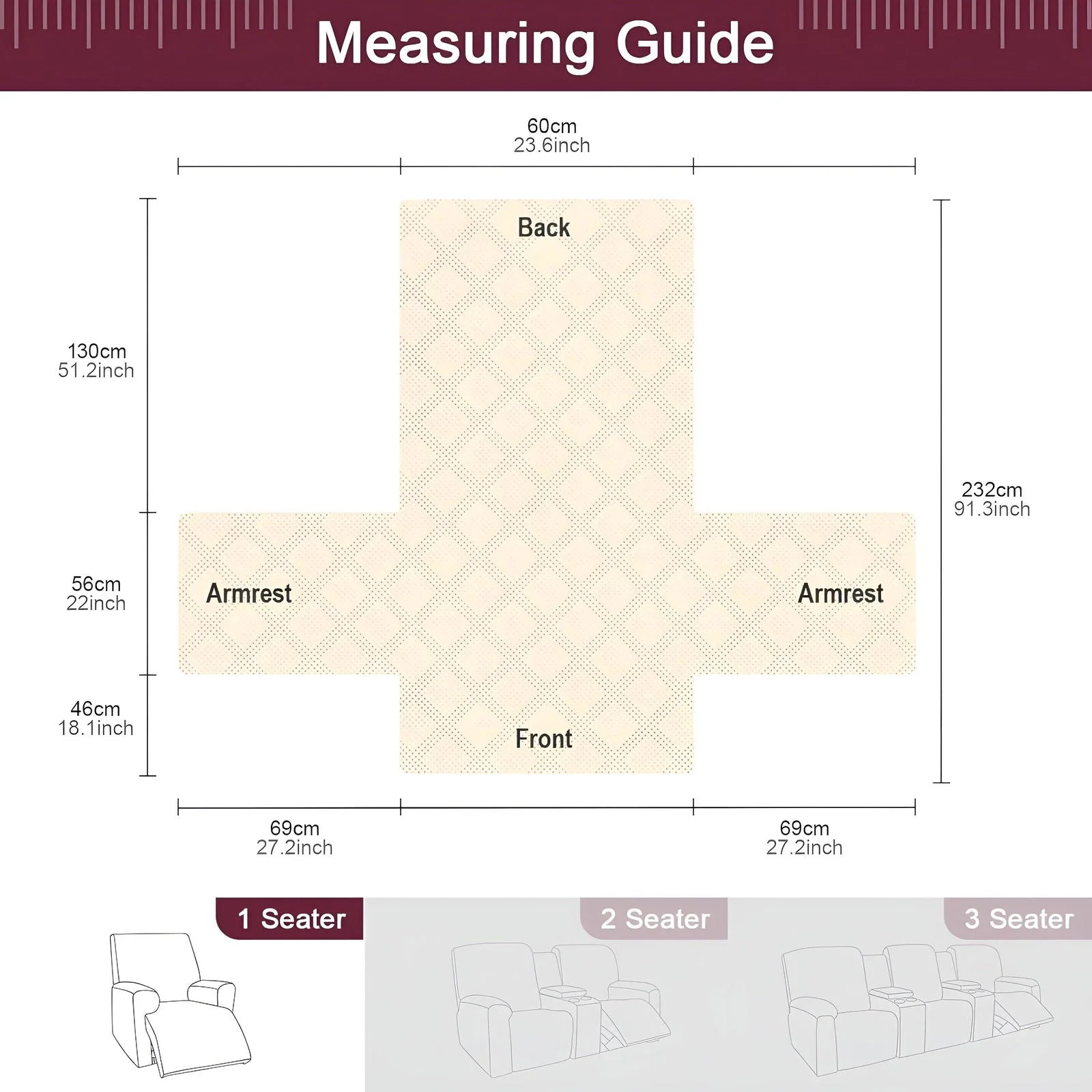 CozyShield - Plaid Anti-Slip Recliner Sofa Cover for All-Around Protection -  - #tag1#