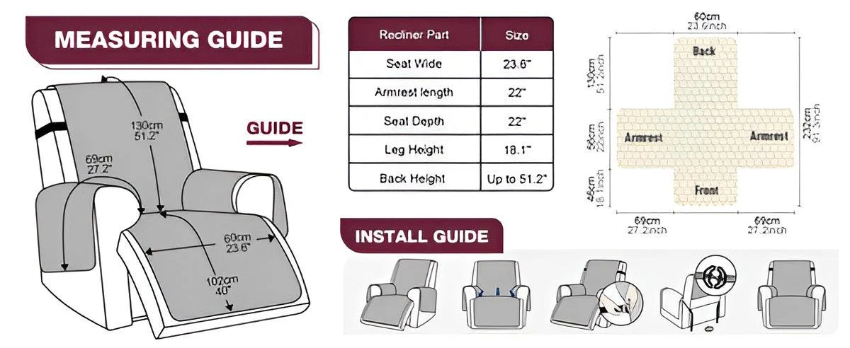 CozyShield - Plaid Anti-Slip Recliner Sofa Cover for All-Around Protection -  - #tag1#