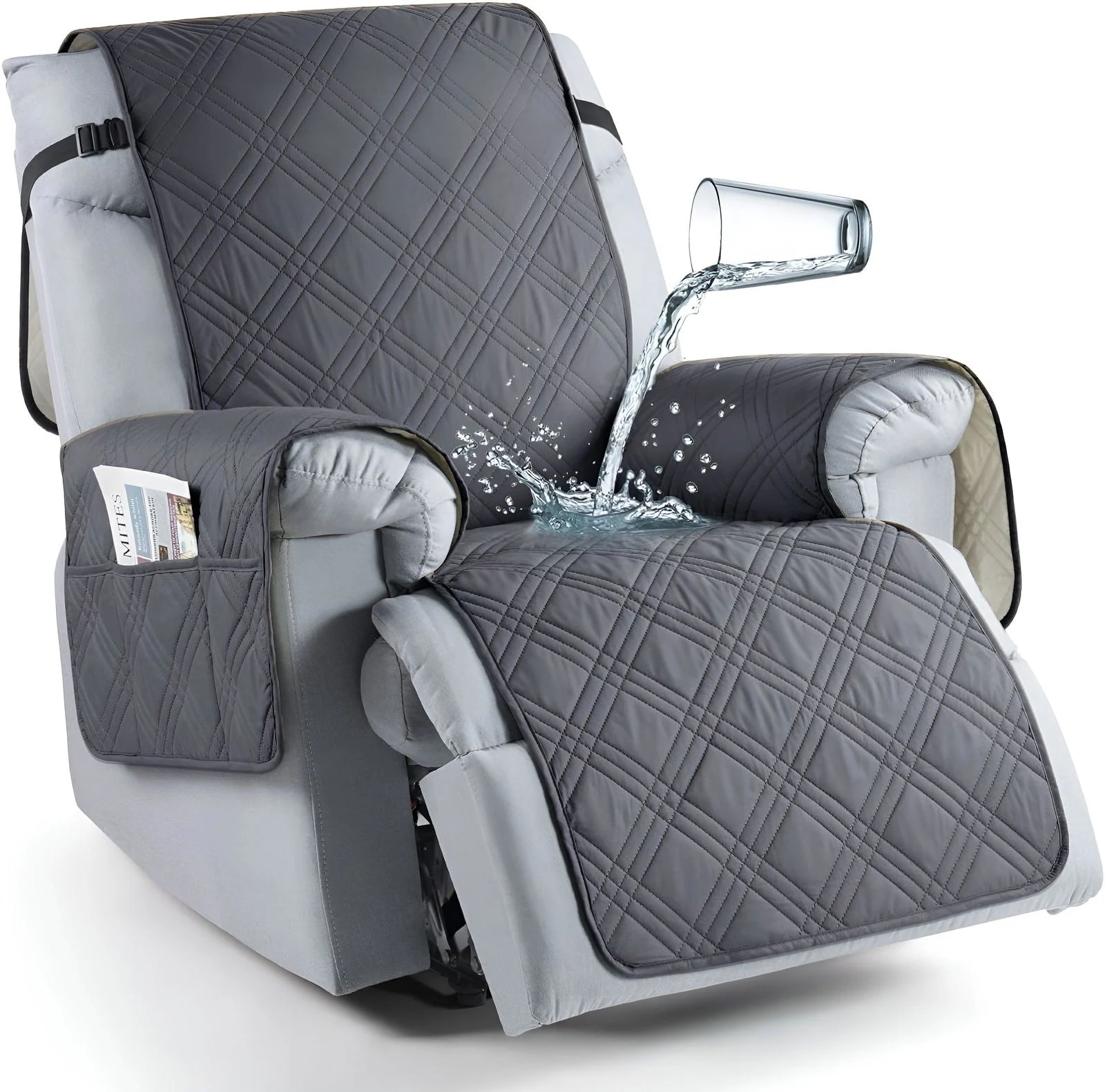 CozyShield - Plaid Anti-Slip Recliner Sofa Cover for All-Around Protection -  - #tag1#